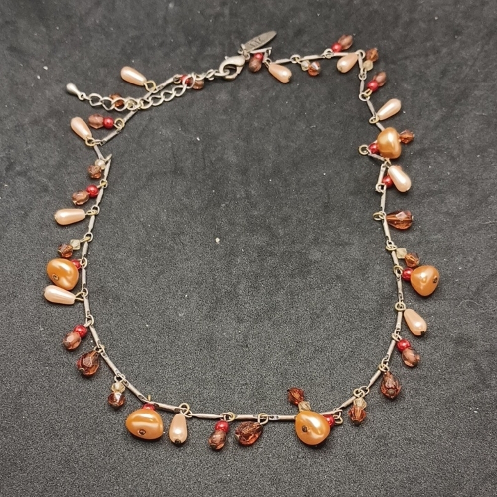 Gold and Brown Teardrop Necklace with Organic Design